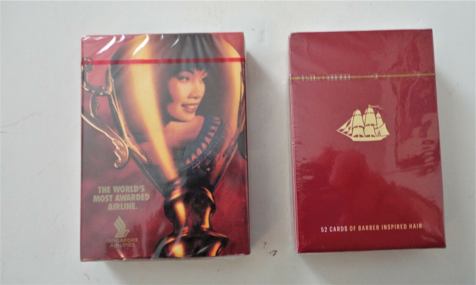 2 New Advertising Decks Playing Cards Singapore Airlines & Old Spice Barber Hair
