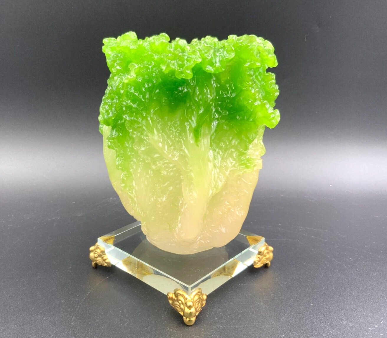 Unique Vintage Chinese Cabbage Resin Footed Figurine 6\