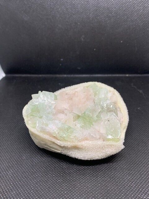 Apophyllite Crystals Specimen Green with Pink Stilbites Mineral 232 grams