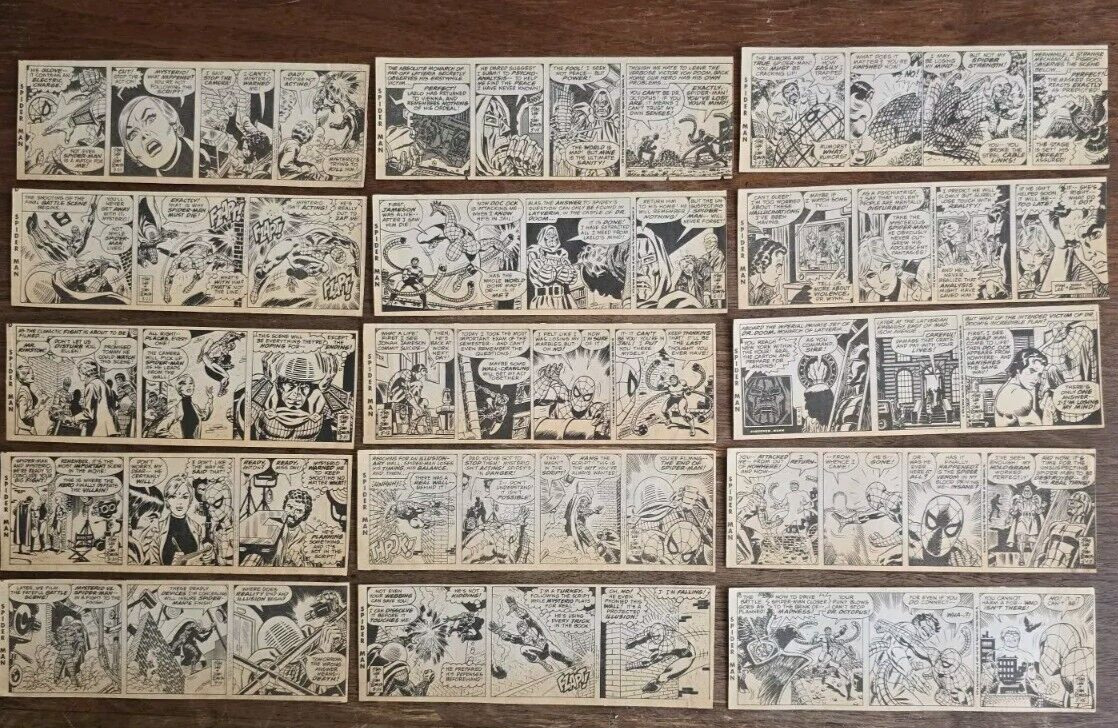 Rare Lot of 15 original SPIDER-MAN newspaper comic strips clippings 1978