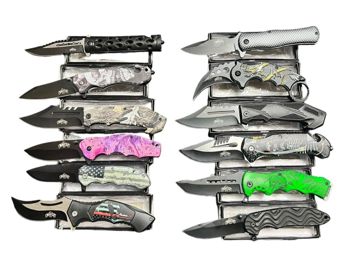 Wholesale Set of 12 Brand New Spring Assisted pocket Tactical Outdoor knife