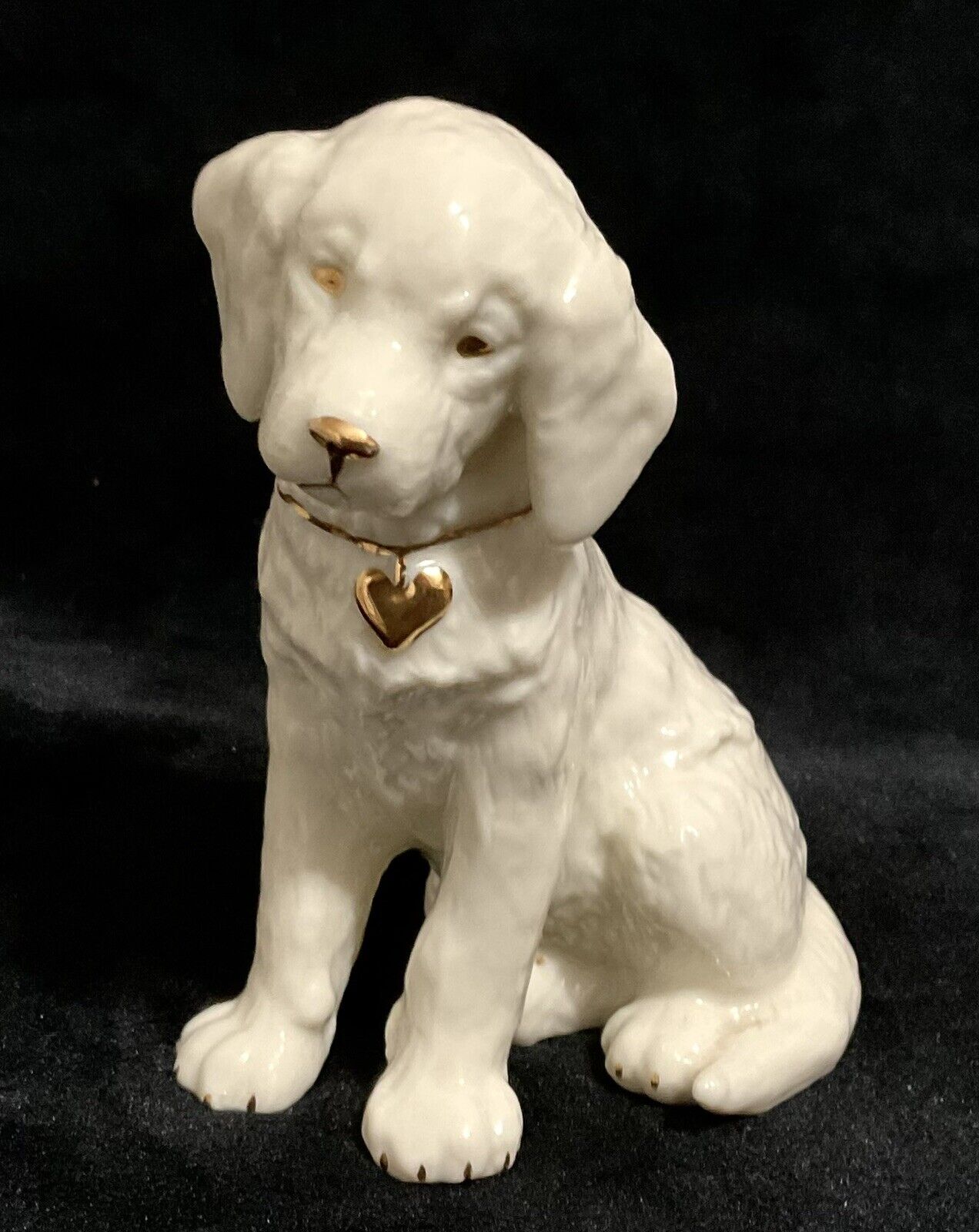 Lenox Retriever Dog Figurine 2002 Ivory China w/ Gold 4”