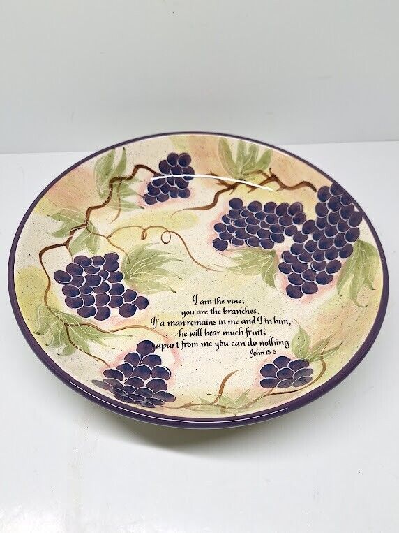 2001 Julie Upland Serving Plate Grapes Vines “I Am The Vine You Are The Branches