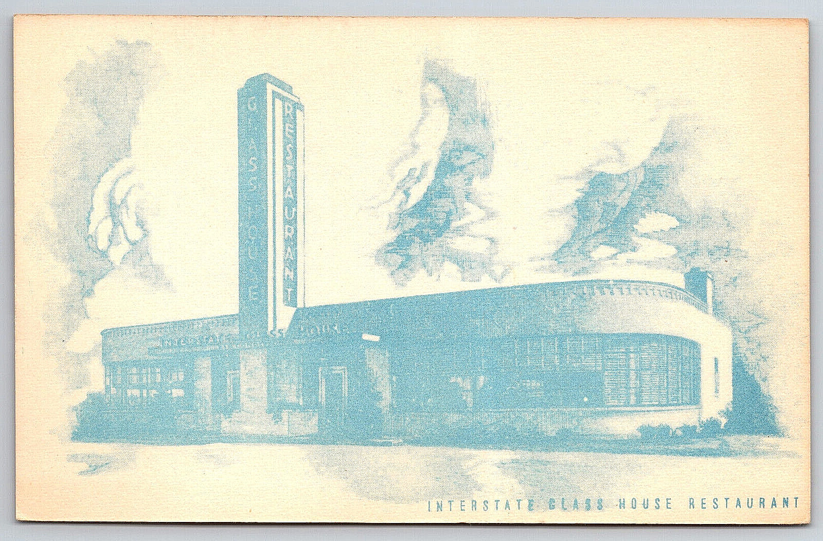 Postcard Interstate Glass House Restaurant Building Exterior Vintage Unposted