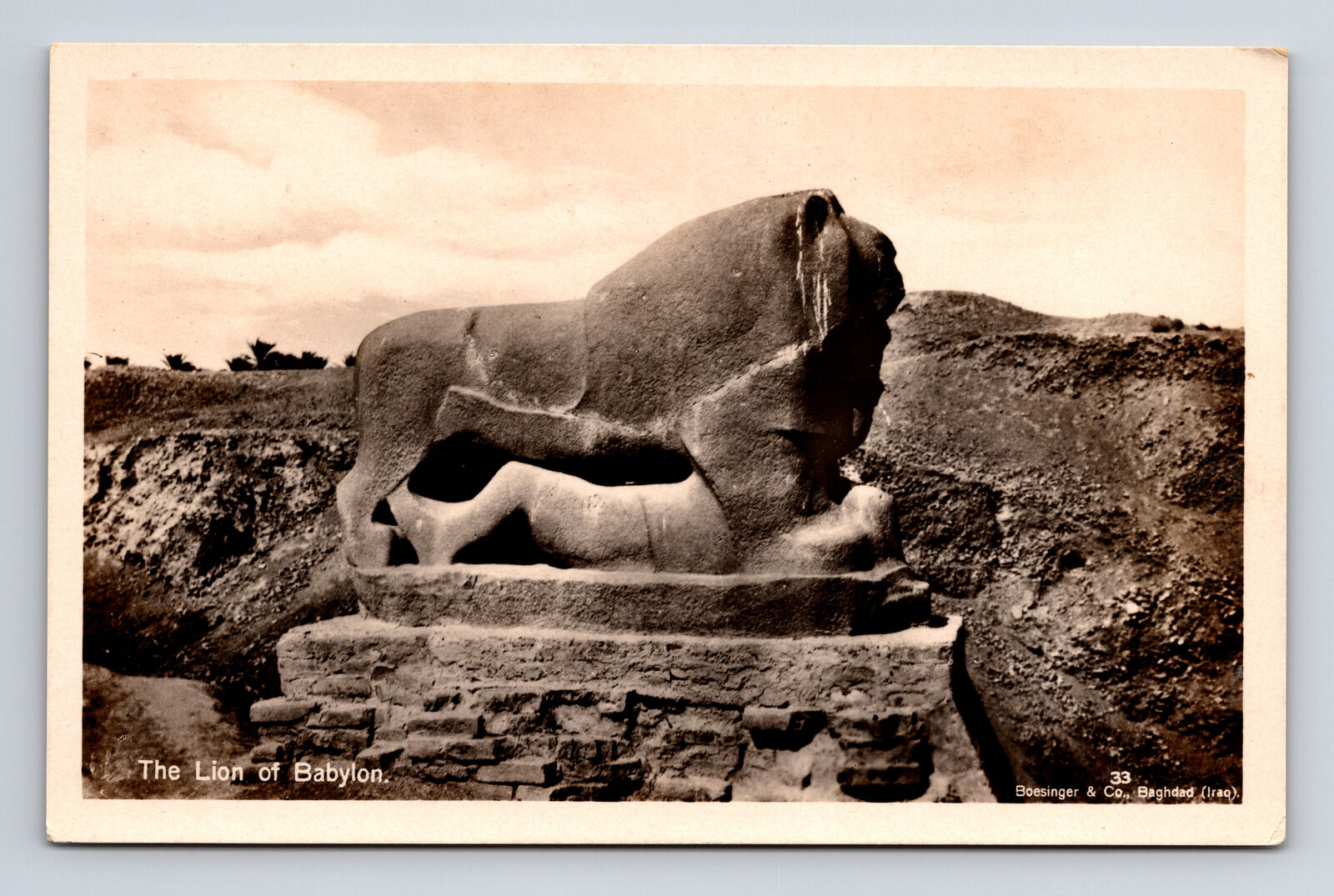 The Lion of Babylon Babylon Iraq Real Photo Postcard