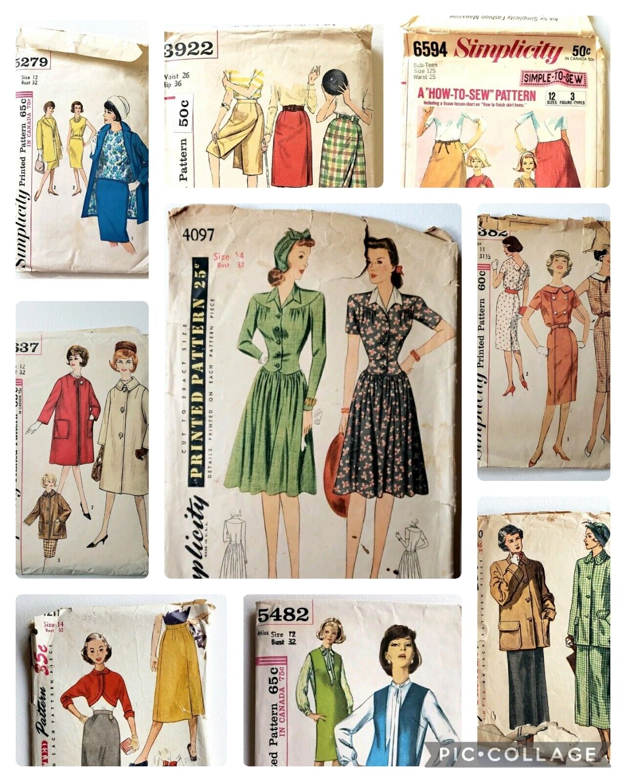 1940s 1950s 1960s 1970s Vintage Simplicity Sewing Pattern Lot 70 +