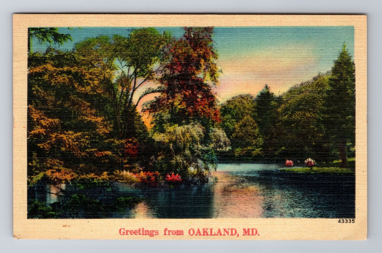 Oakland MD-Maryland, Scenic Greetings, Waterway, Vintage c1946 Postcard