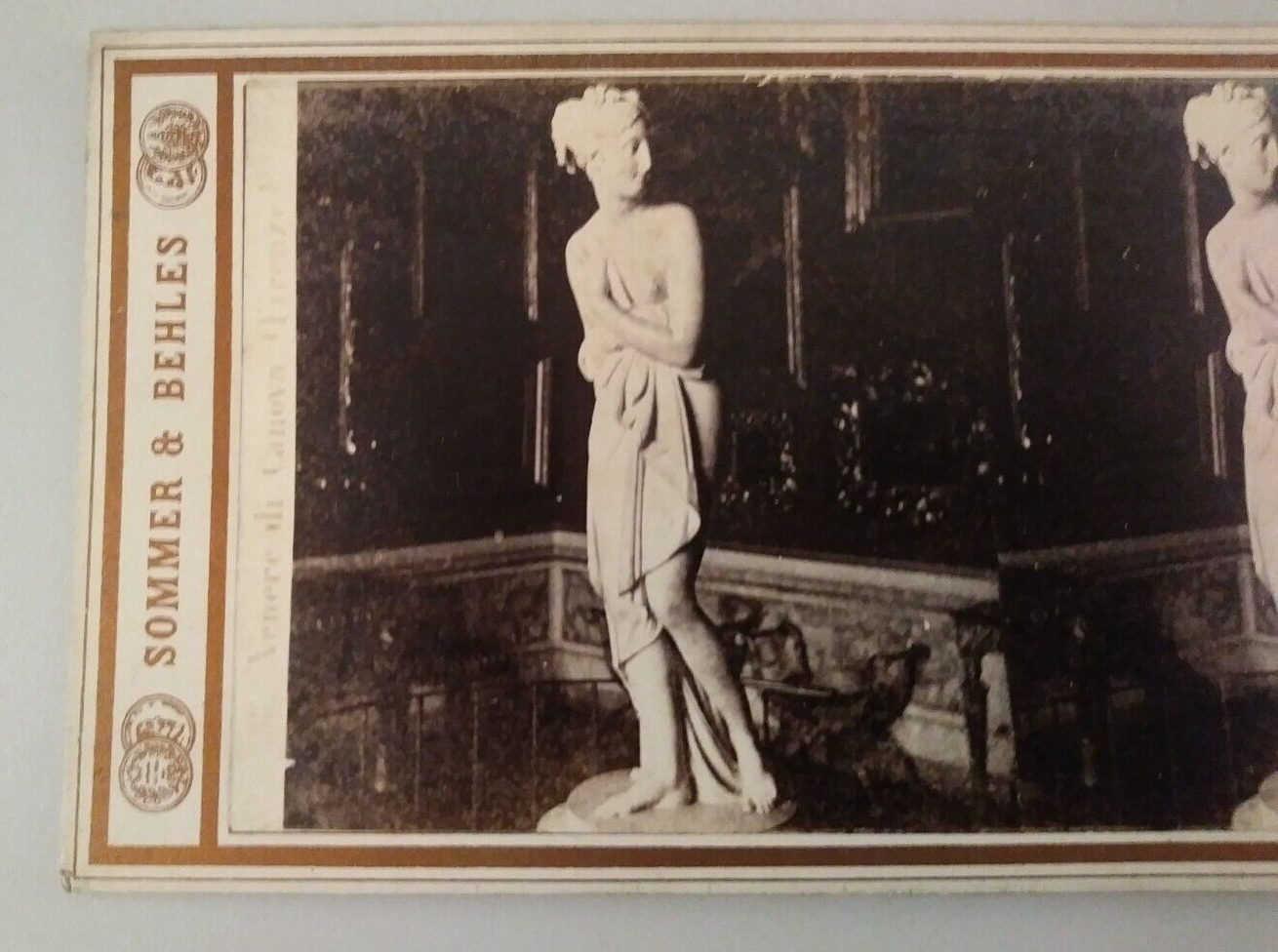 Venere Canova Sculpture Sommer & Behles Italy Stereoview Photo