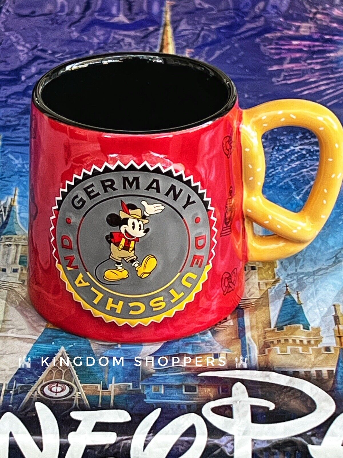 2024 Disney Parks Epcot Germany Mickey Mouse Pretzel Ceramic Coffee Mug New