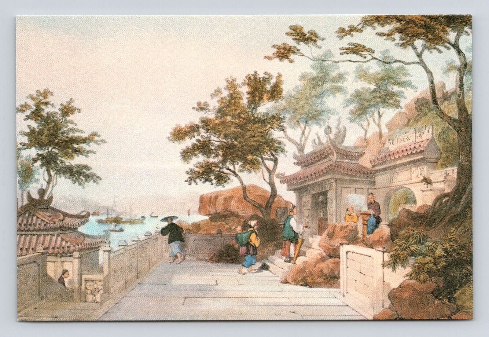 Postcard A TSO KOK Temple Macau 1839 Auguste Borget Art Hong Kong