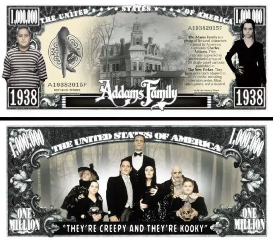 The Addams Family Pack of 50 Collectible Funny Money 1 Million Dollar Bills