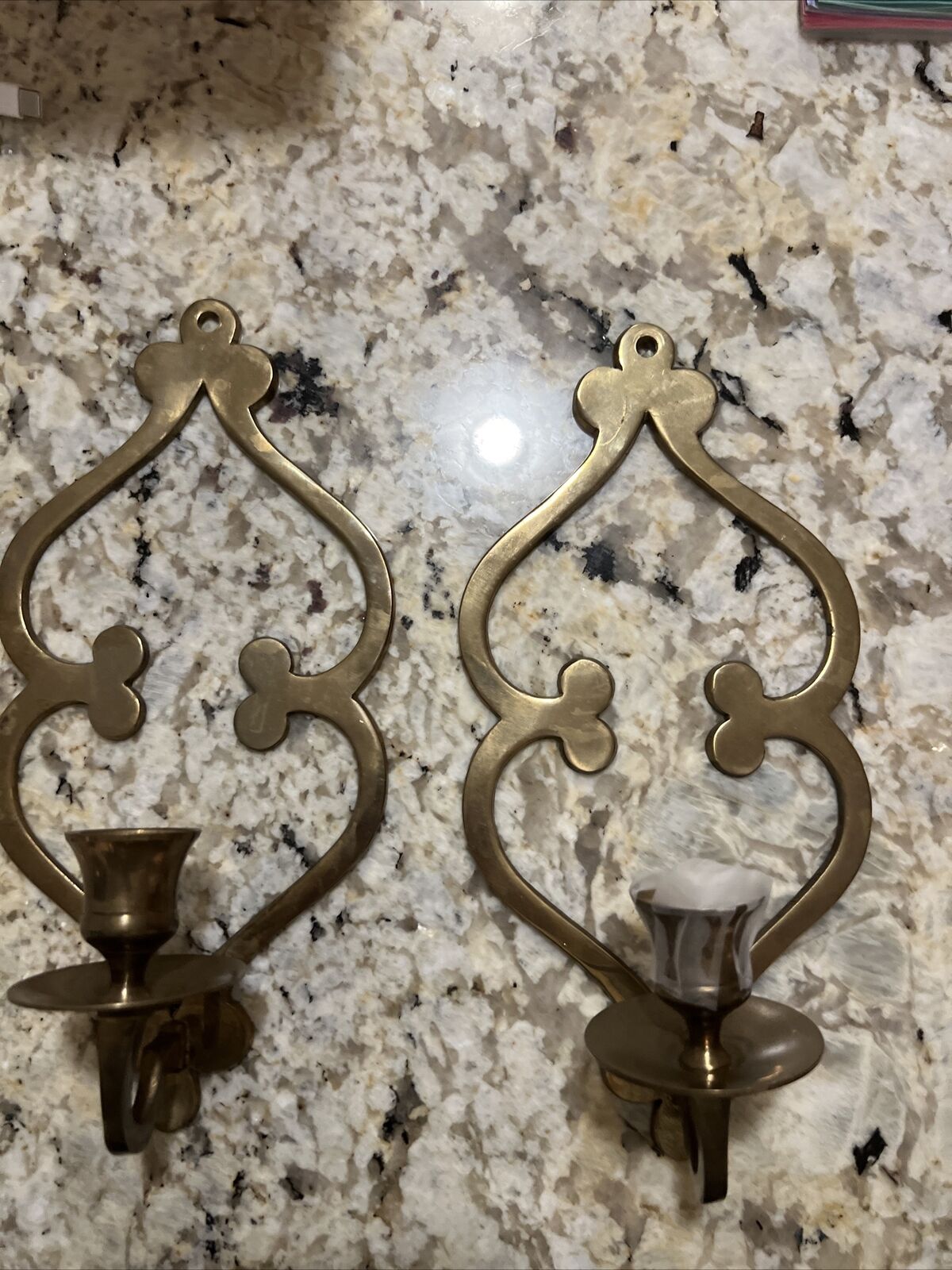 Vintage Pair Of Solid brass Wall candle sconces Made In India