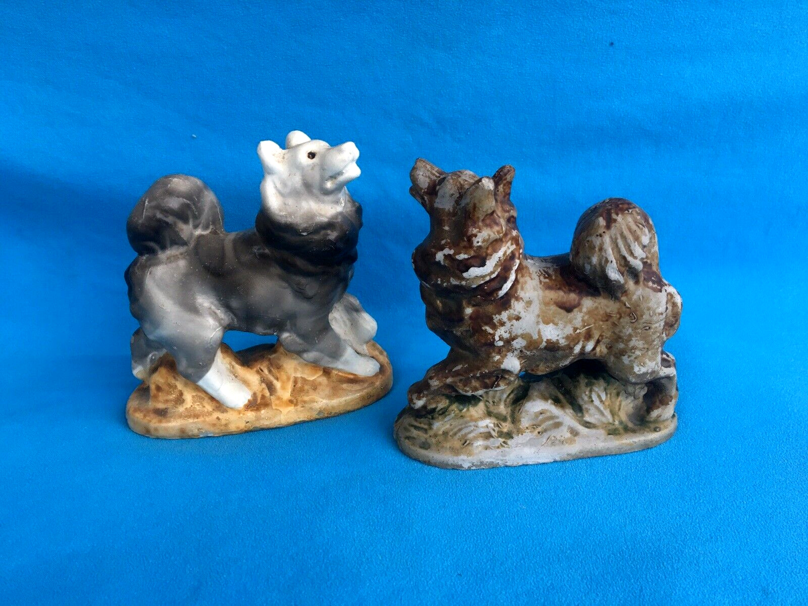 Vintage Gypsum Figurine 2 Dog  USSR