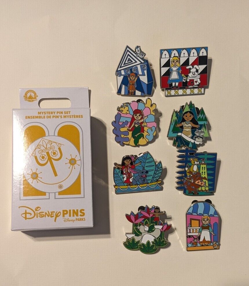 Disney It\'s A Small World Mystery Box Complete 8 Pin Collection Ariel Lilo Pumba