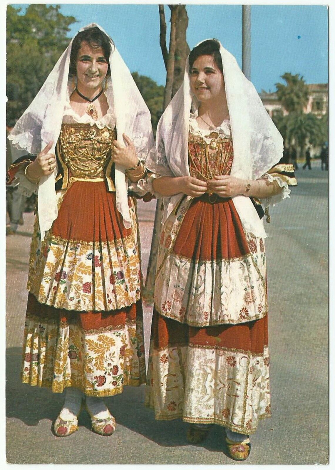 Sardinian Cavalcade, Vintage Postcard, Italy-Sardinian Costumes of Quartu S. Ela