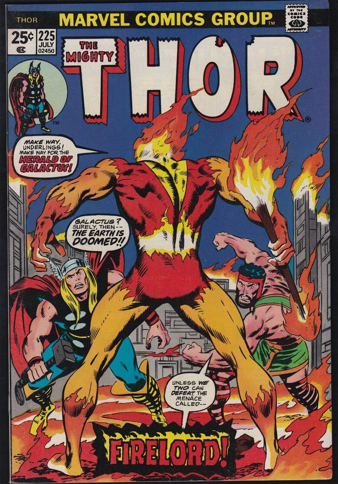 Marvel Comics THE MIGHTY THOR #225 First Appearance of Firelord 1974 VF