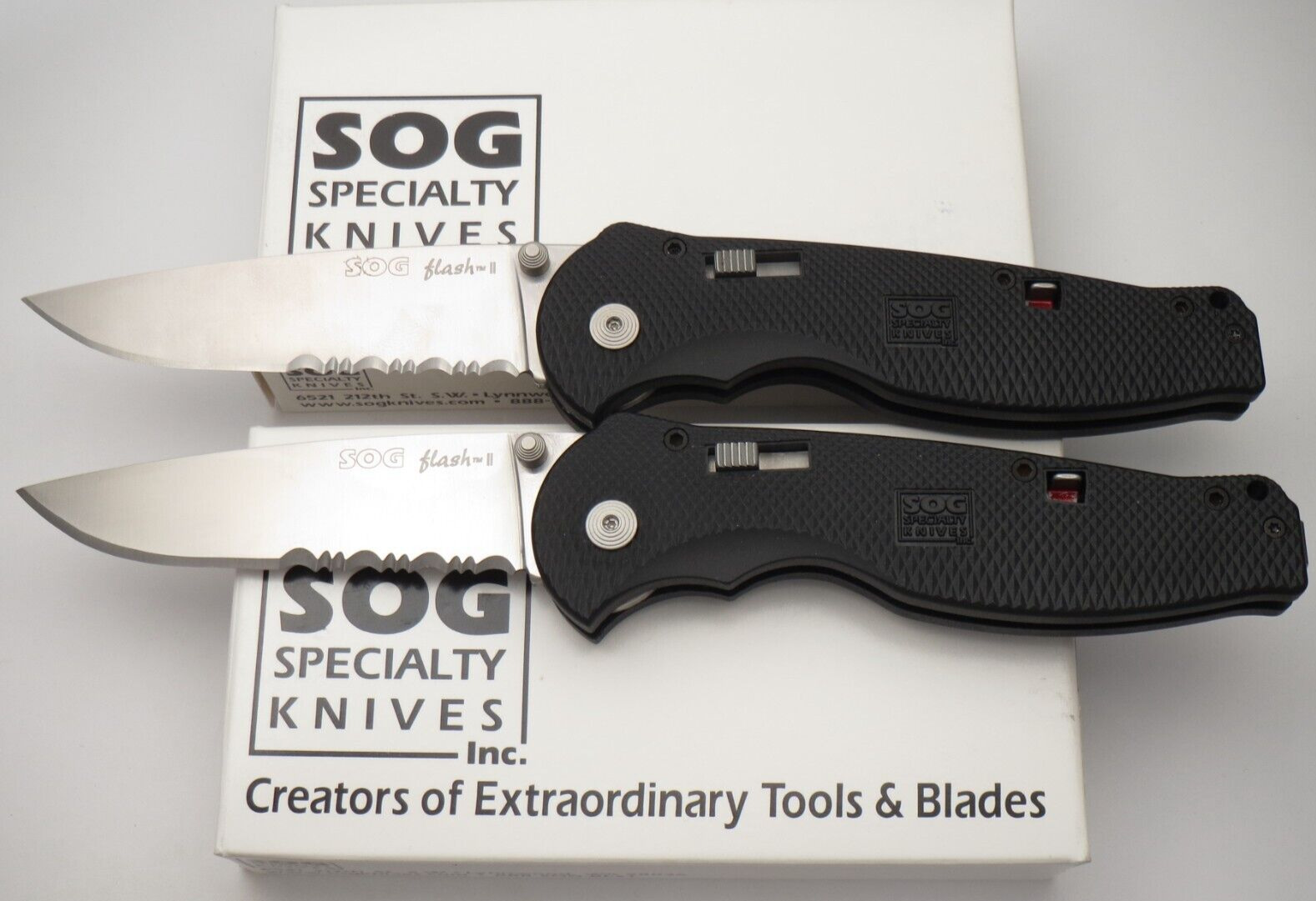 SOG FSA98 FLASH - Lockback Folding Knives - Carbon Fiber Handles - Lot of Two
