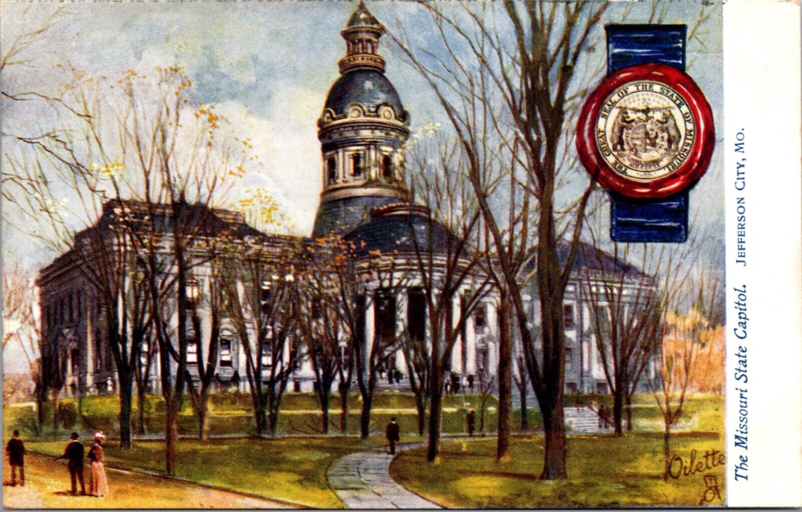 Oilette State Capitols Postcard Missouri State Capitol in Jefferson City Unused