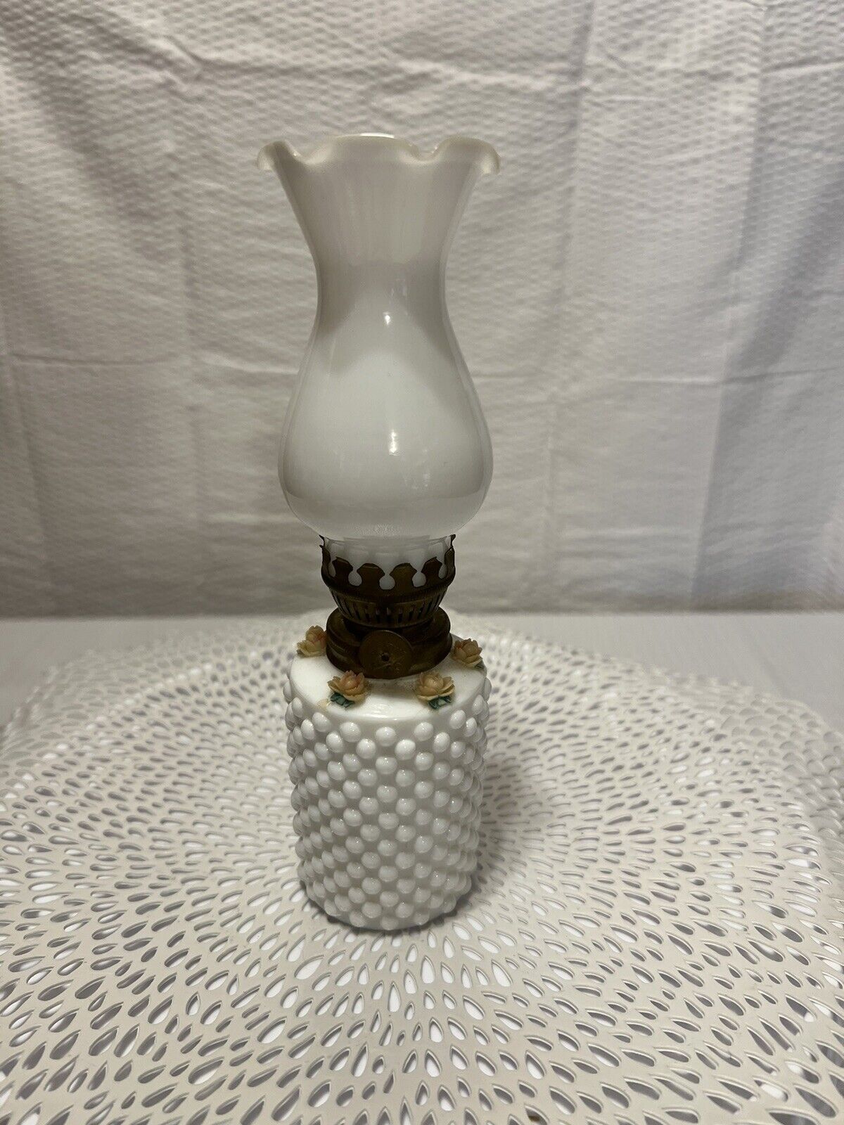 Vintage Small Floral Porcelain Oil Lamp. Made In Japan. 