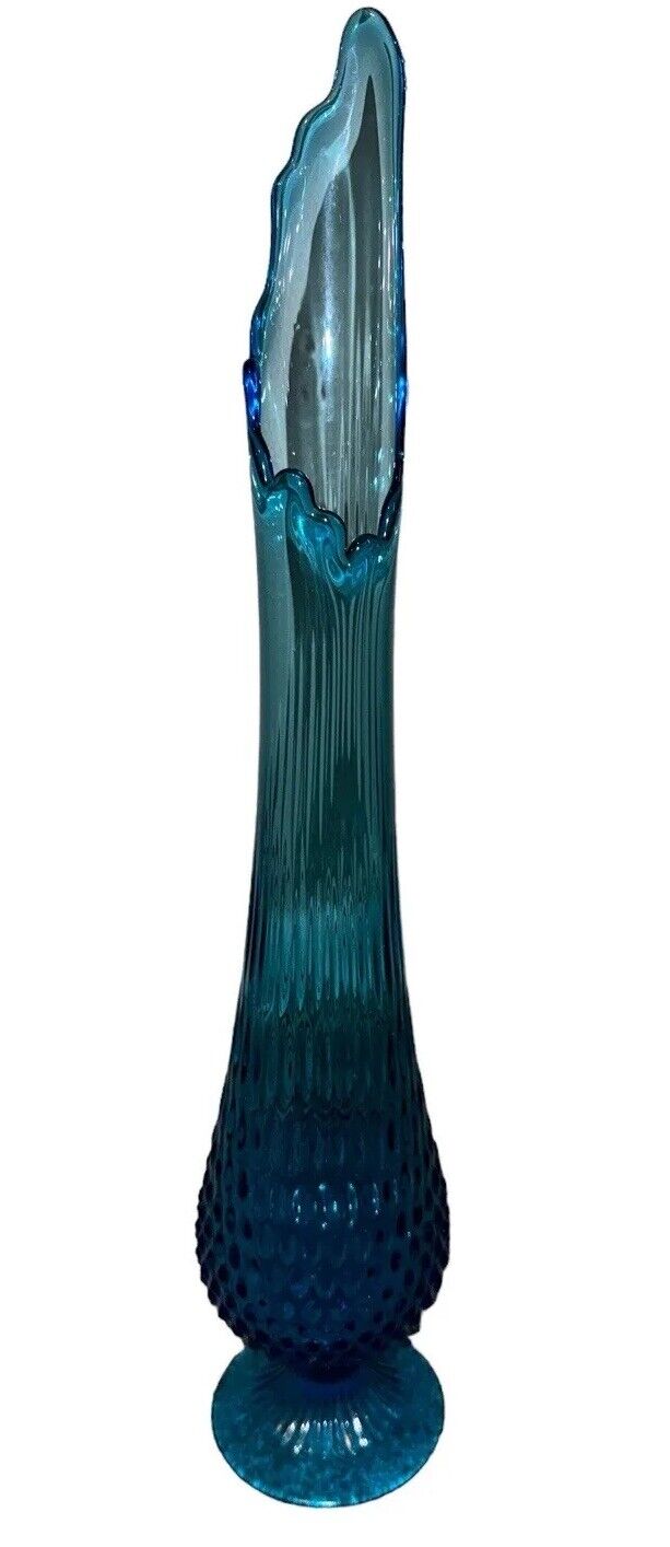 Sapphire Blue Fenton Swung Vase Hobnail Vintage Pedestal Art Glass Beautiful