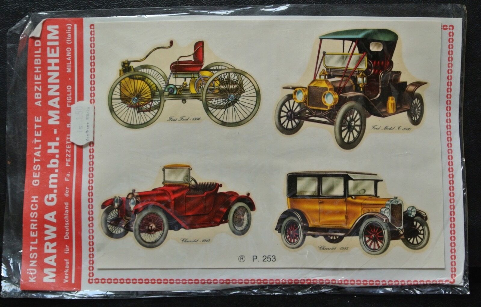 Vintage PEZZETTI B. & FIGLIO Milano Itay Automobile Sticker/Decals - UNIQUE