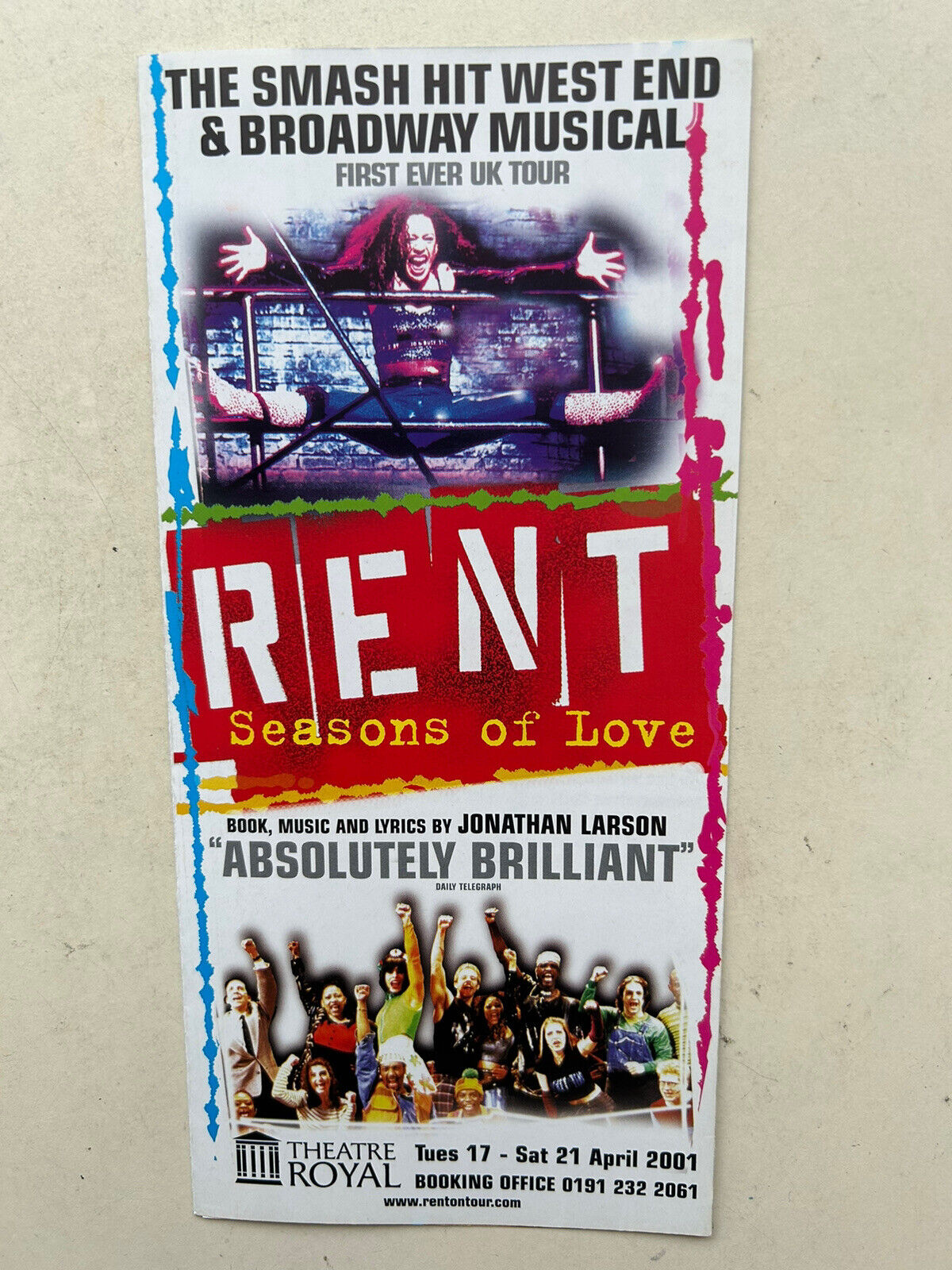 Theatre flyer / Handbill RENT  The Musical RARE