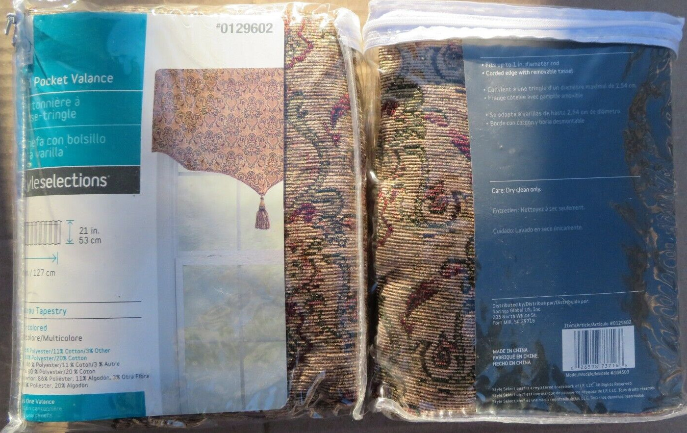 Nos 2 Style Selections Window Rod Pocket Valance Retro Textured Baroque Pattern