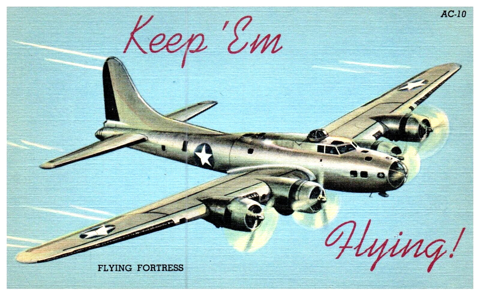 1942 KEEP \'EM FLYING /Military Aircraft Postcard \