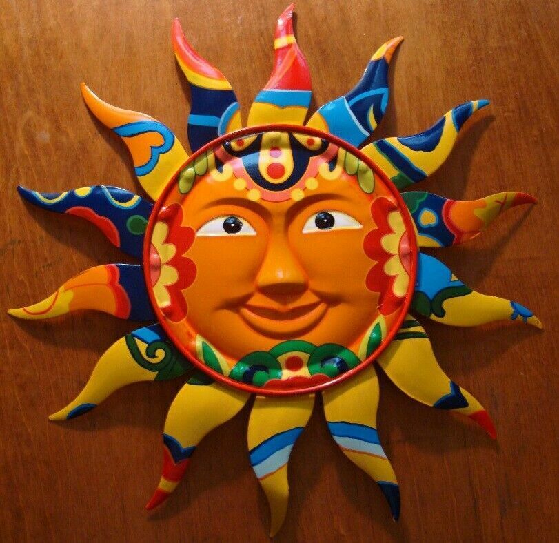 Painted Mexican Sun Cantina Restaurant or Home Wall Decor Metal Sculpture NEW