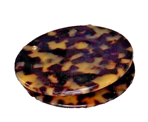 Vintage Faux Tortoise Shell Patterned Celluloid Compact Mirror