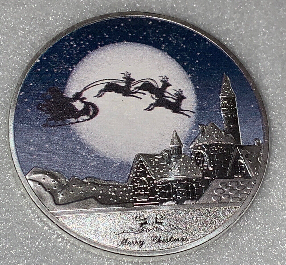 * Santa Delivery Merry Christmas Happy New Year Silver Plated Commemorative Coin