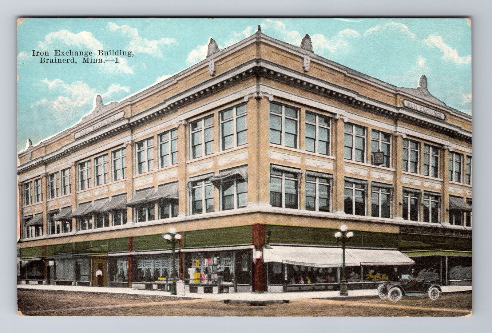 Brainerd MN-Minnesota, Iron Exchange Building, Antique Souvenir Vintage Postcard