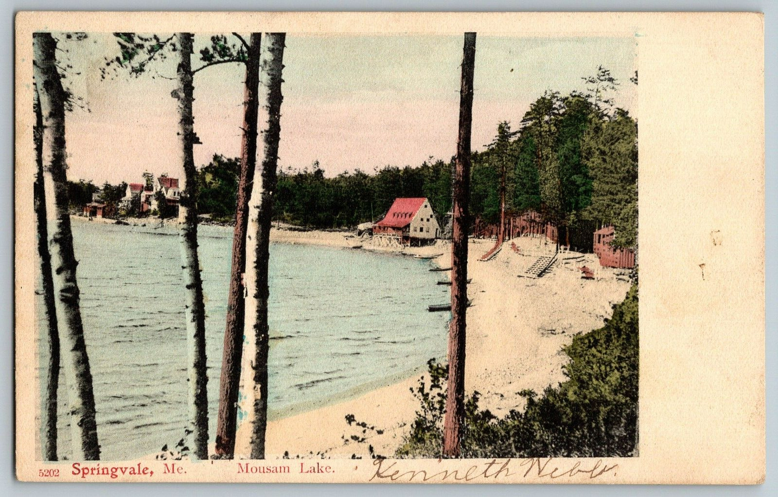 Springvale, Maine ME - Mousam Lake - Vintage Postcard - Posted 1914