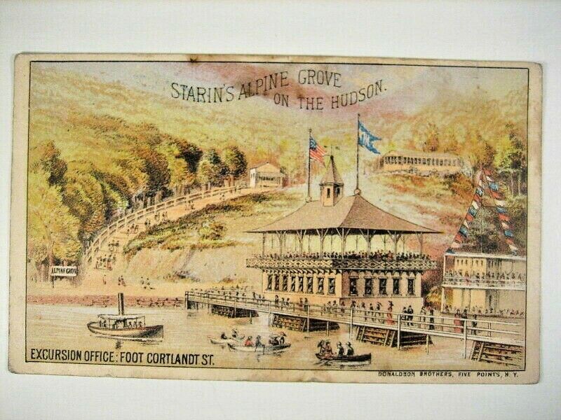 Trade Card, Starin\'s Grove Hudson River Steam Boat Excursion-New Rochelle Harbor