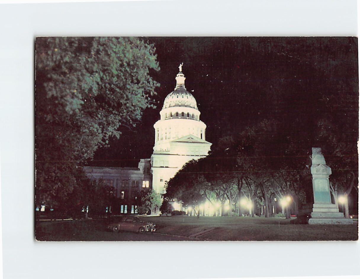 Postcard Night View of the State Capitol Austin Texas USA