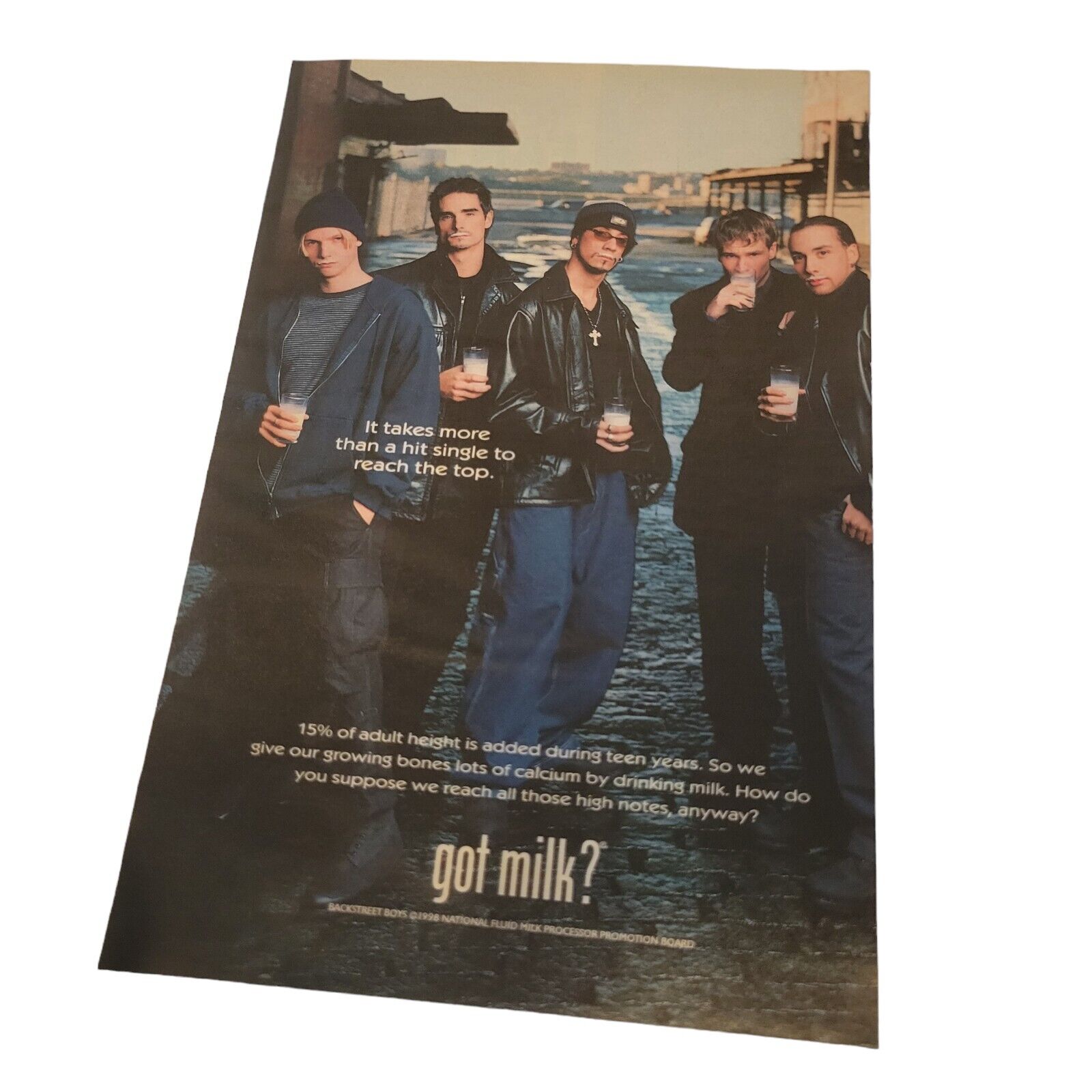 Vtg 1998 Got Milk ? Mustache Print AD Backstreet Boys 90\'s Boy Band