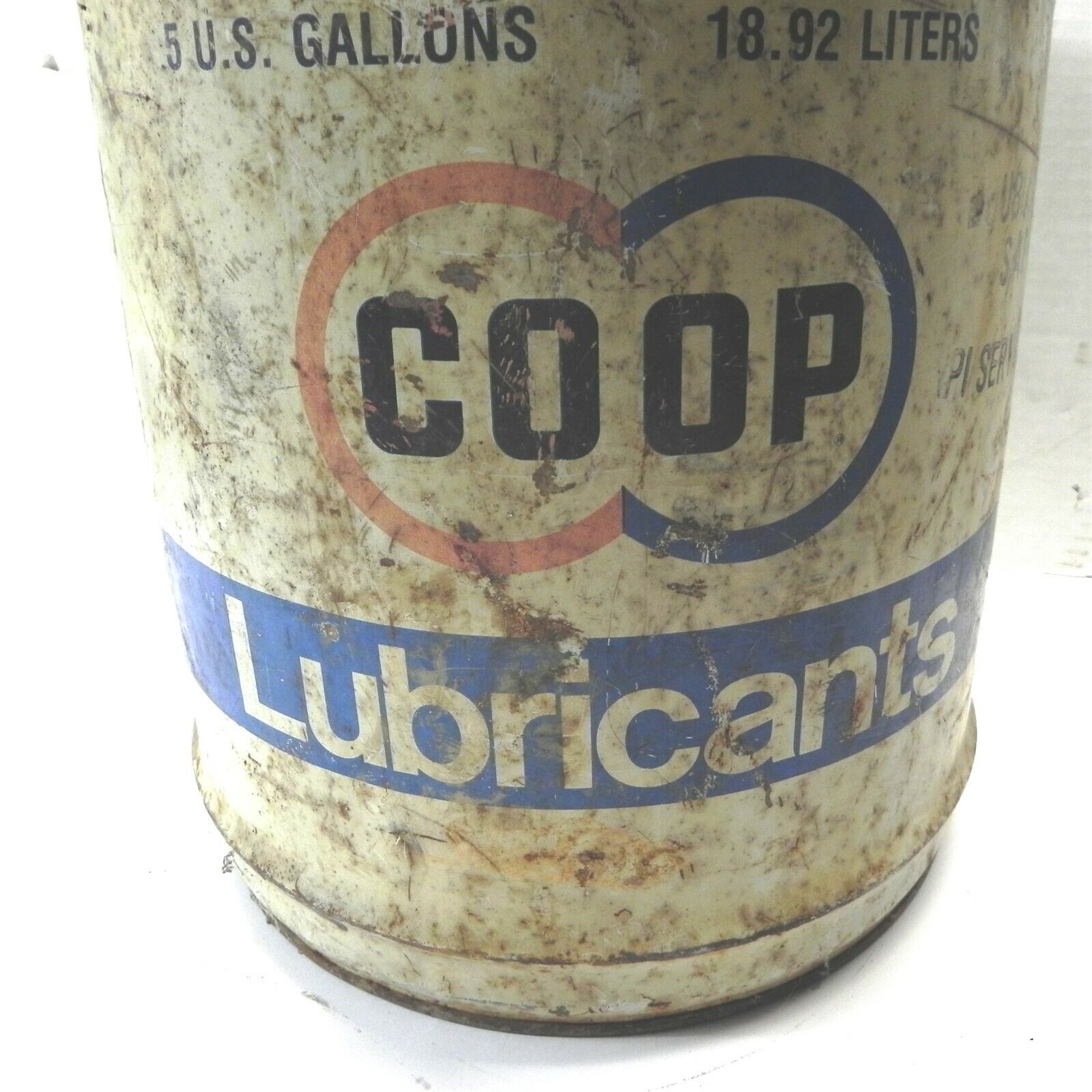 VINTAGE CO-OP MOTOR OIL 5 GALLON LUBRICANT CAN EMPTY RARE USED ORIGINAL