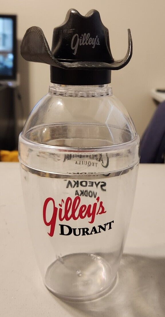 Gilley\'s Durant Oklahoma Plastic Shaker Bottle w/ Cowboy Hat Top Tequila Vodka