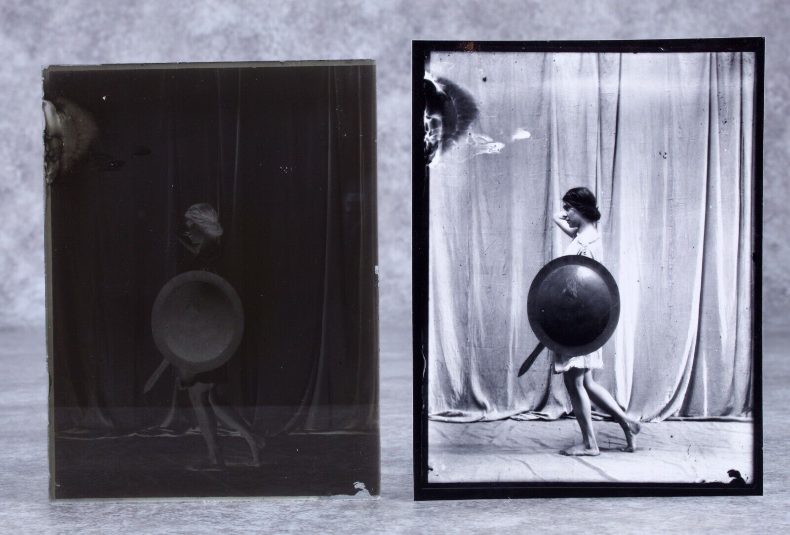 Isadora Duncan Photograph Glass Plate Negative and Silver Print Raymond Duncan