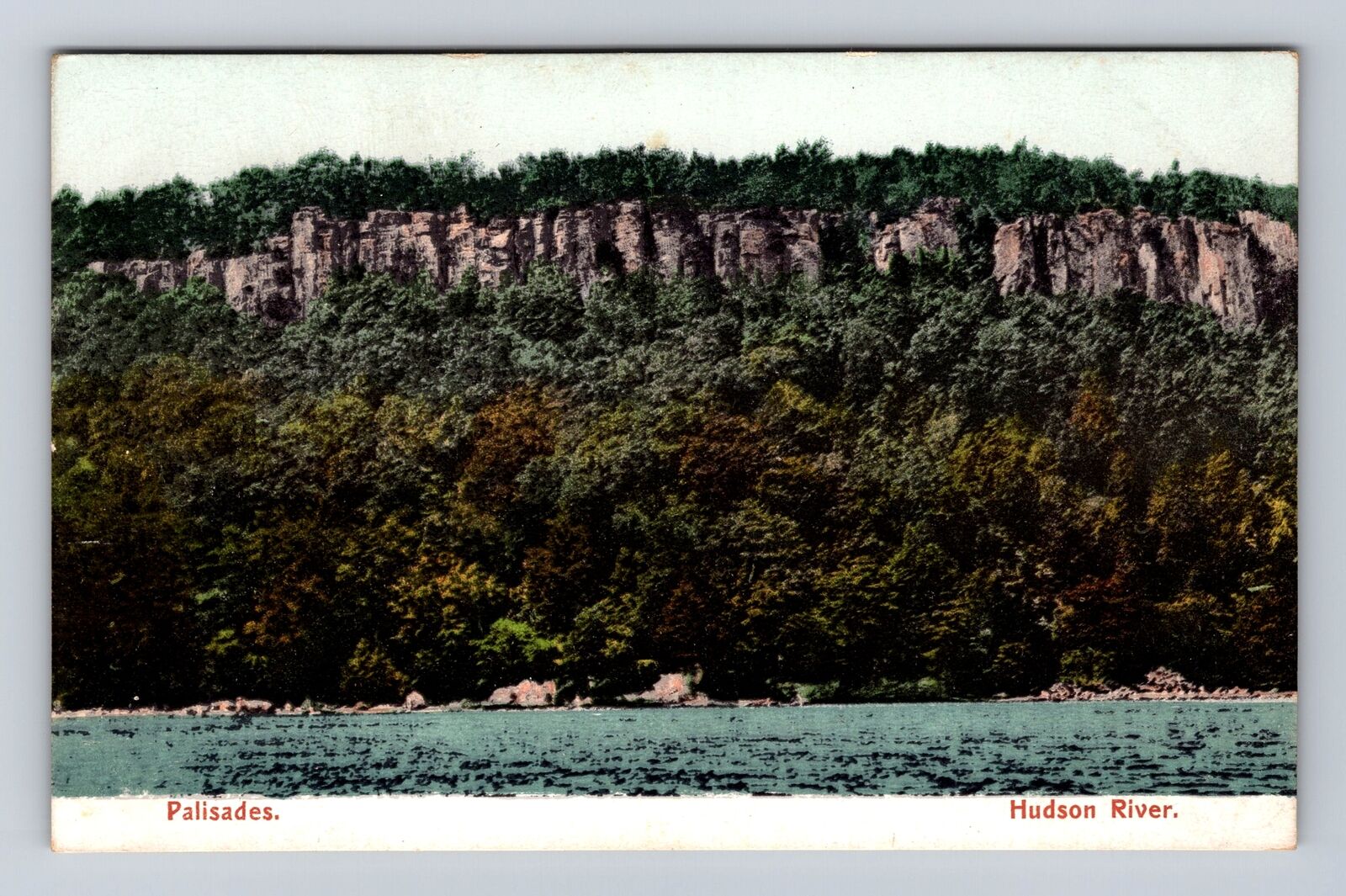 Palisades NJ-New Jersey, the Palisades Cliffs, Hudson River, Vintage Postcard