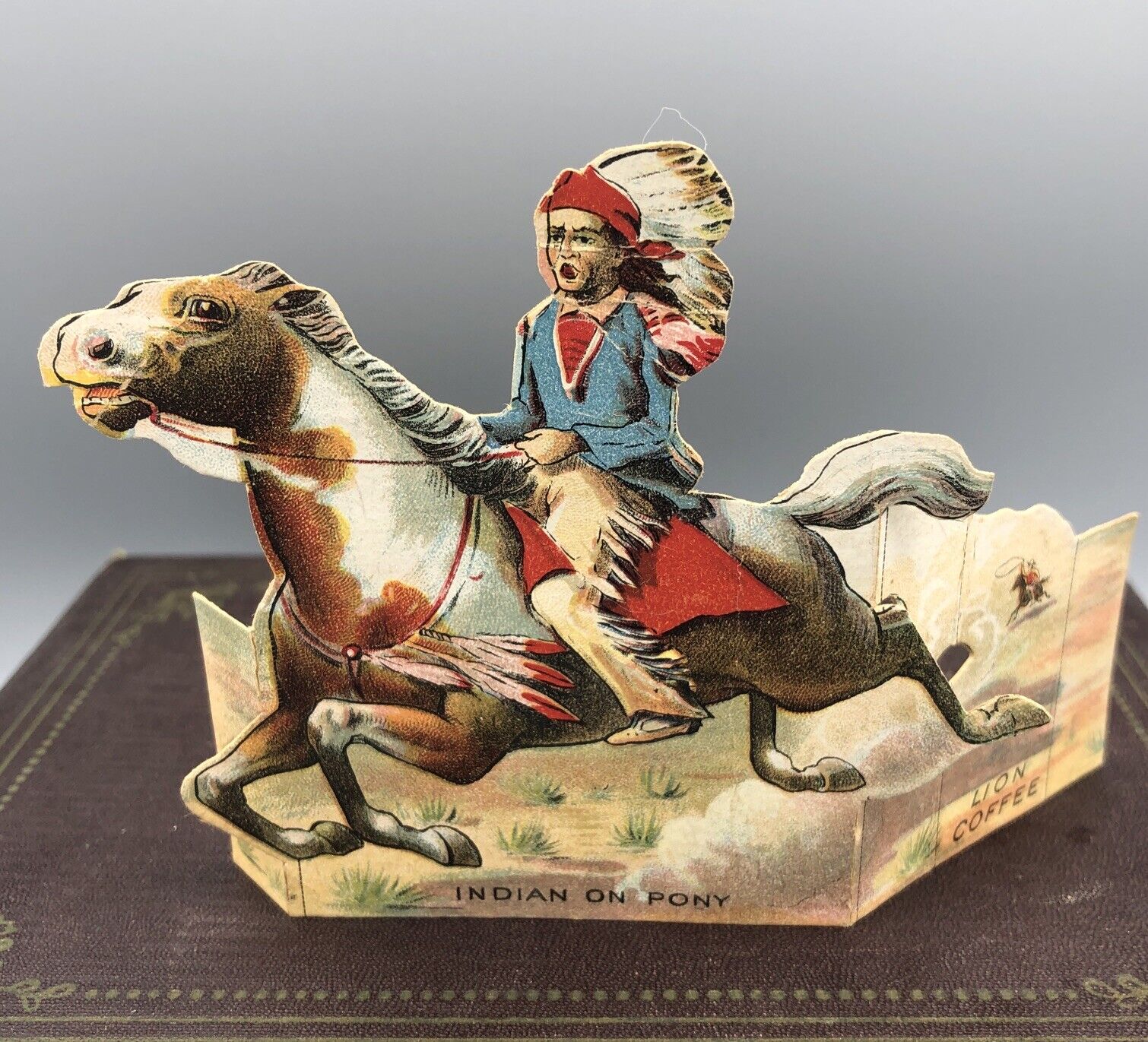 Antique Lion Indian On Pony 1890\'s Paper Toys For Children Victorian Trade Cards
