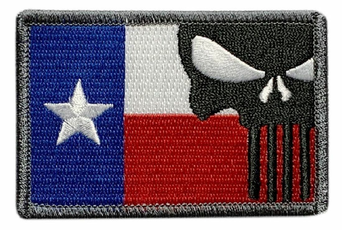 Texas Flag Skull Patch Hook 3.0 x 2.0 - TP9)