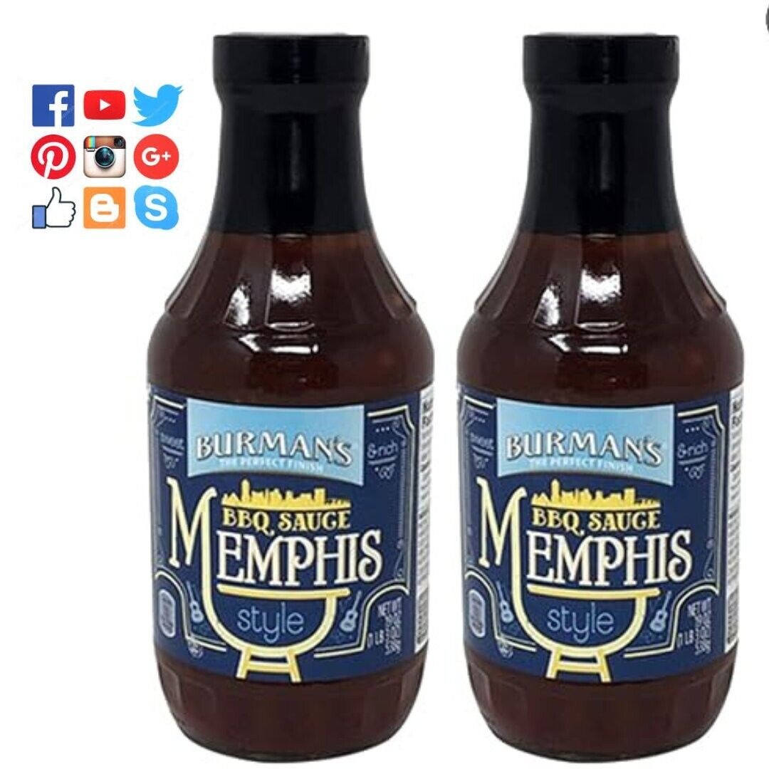 BURMAN\'S BBQ Sauce MEMPHIS 2-19 oz (Memphis, 2 Pack)