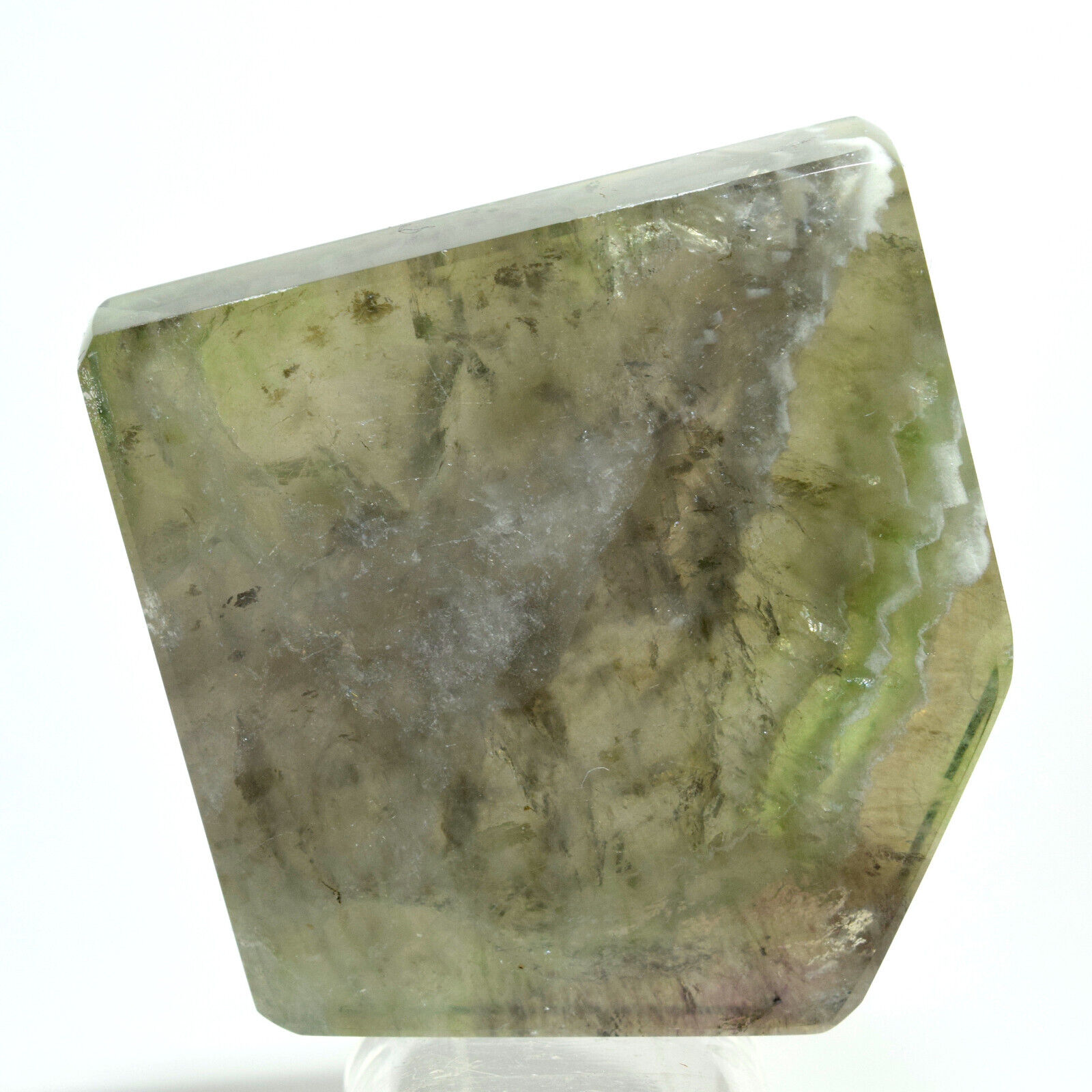 49mm Green Fluorite Slab Natural Mineral Sparkling Crystal Polished Stone China