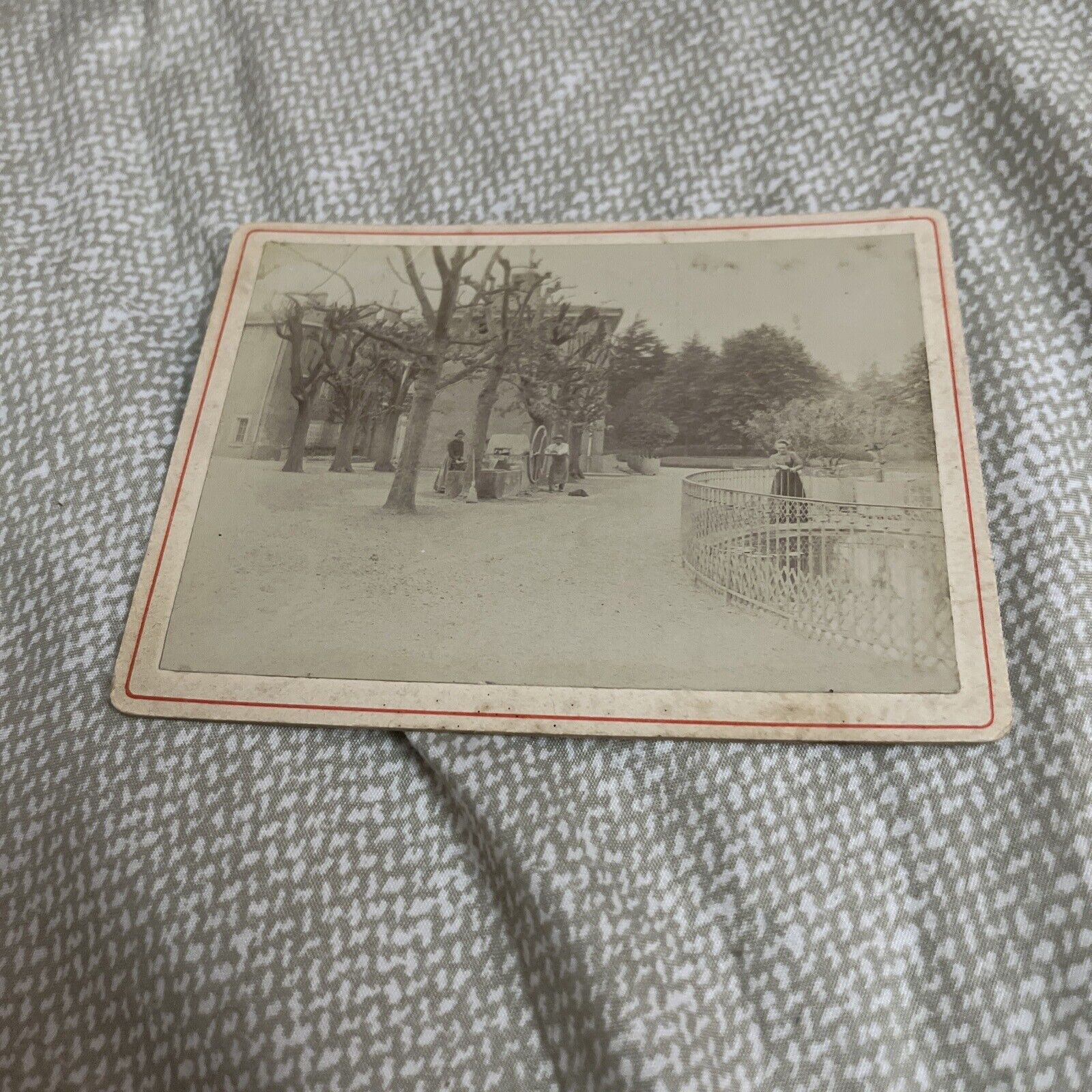 Antique Cabinet Card: Community Housing with Outdoor Laundry & Washing Station?