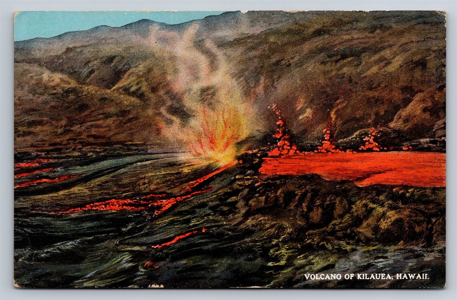 Postcard HI Hawaii Volcano of Kilauea Lava Fire South Seas Curio AF25
