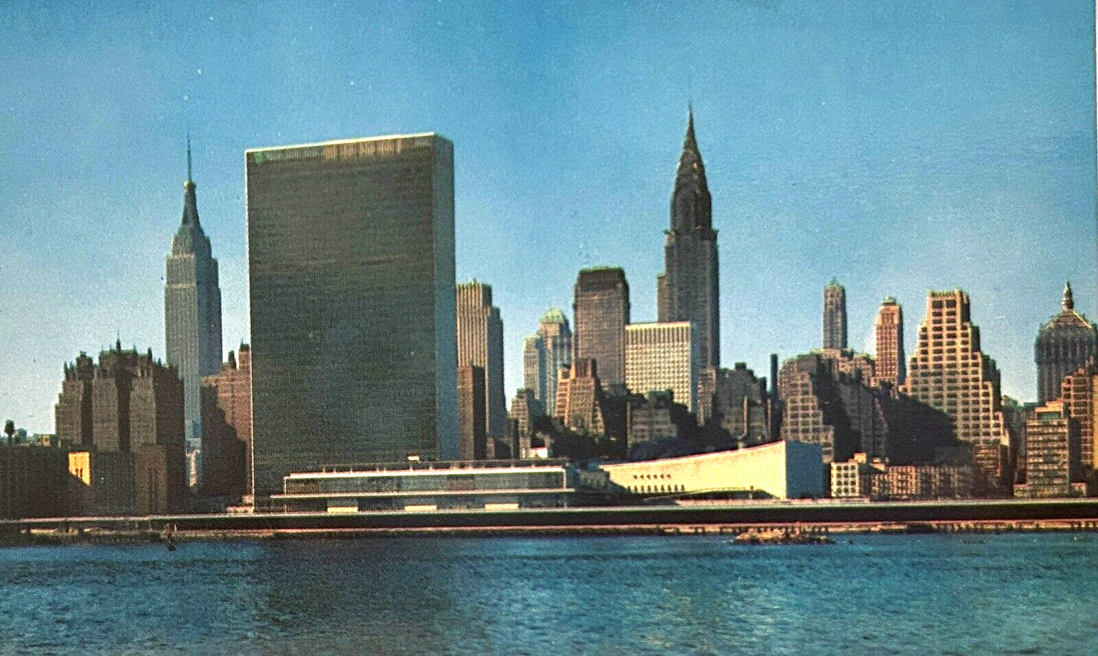 Postcard Mid-Manhattan Skyline NYC New York From Across the East River - U.N.