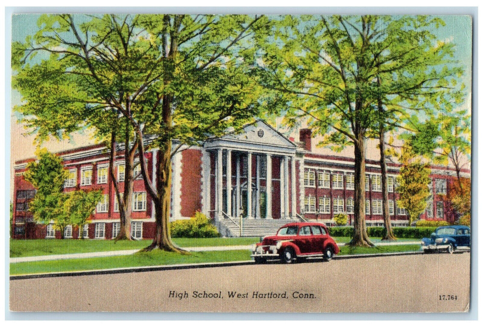 1955 High School West Hartford Connecticut CT Vintage Posted Postcard