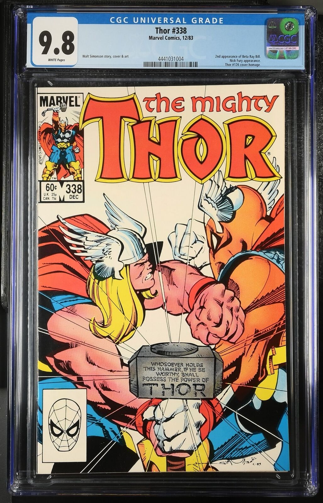 Thor #338 CGC NM/M 9.8 White Pages 2nd Beta Ray Bill 1st Stormbreaker