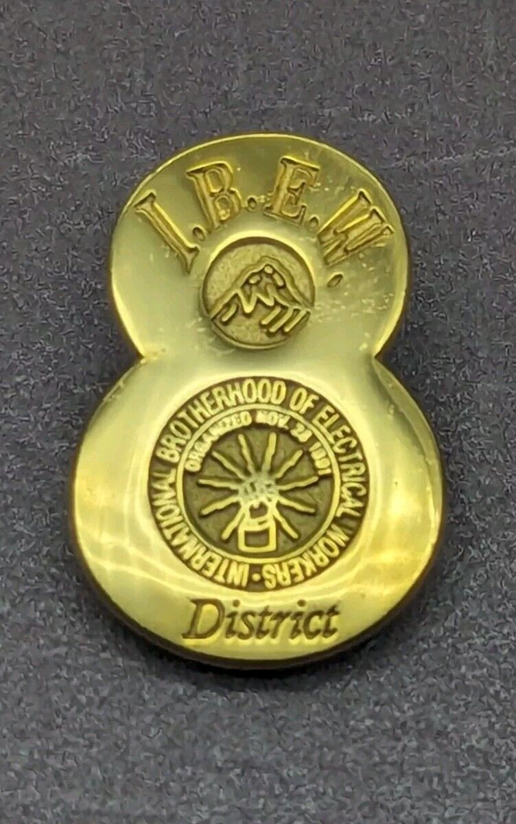 Vintage IBEW LU LOCAL UNION 8th District LAPEL PIN International Brotherhood